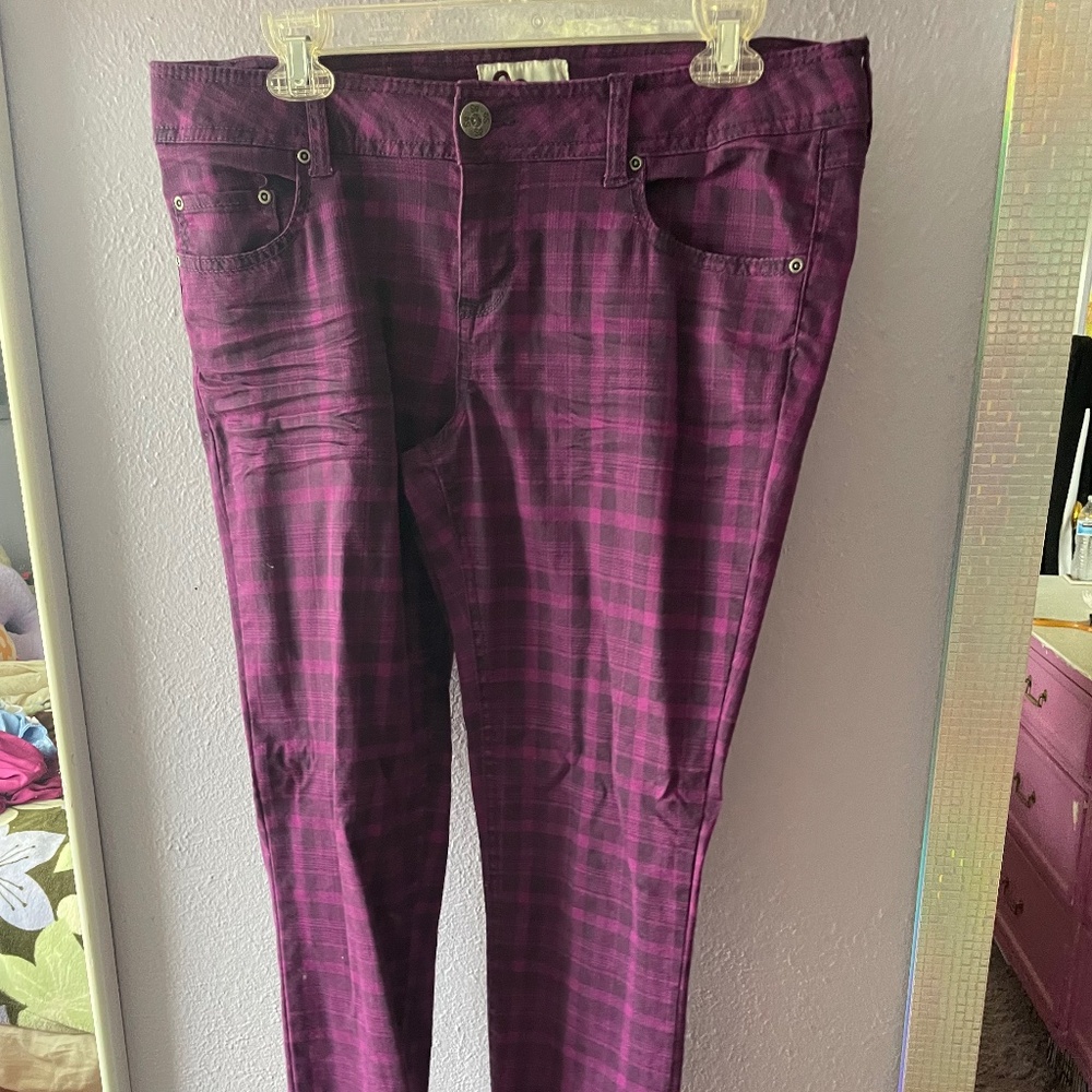 Vintage Purple Plaid SO brand Jeans, Size 13